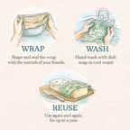 Natural Beeswax Wraps | Reusable Food Storage | Set of 3 Medium